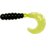 Big Bite Baits Fat Grub Curl Tail Grub, 8, 2in, Black/Chartreuse, FG2-04