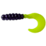 Big Bite Baits Fat Grub Curl Tail Grub, 10, 2in, Purple Glitter Opaque Chartreuse, FG2-47