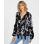 Billabong Birds Eye Floral Print Long Sleeve Top - Womens, Black, Medium, J523SBBI-BLK-M