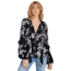 Billabong Birds Eye Floral Print Long Sleeve Top - Womens, Black, Medium, J523SBBI-BLK-M