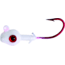 Calcutta 3-D Eye Grub Head, 3/8 oz, White Glow/Red Hook 7/Pack, CUJG38-7-1G