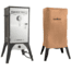 Camp Chef Smoke Vault Food Smoker, 18in, Silver/Black, with Tan Patio Cover, PC18