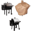 Camp Chef Smokepro DLX Pellet Grill, Bronze, with Tan Patio Cover, PCPG24L, and Blanket for 24in Pellet Grills, Grey, PG24BLKL