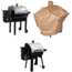 Camp Chef Smokepro DLX Stainless Pellet Grill, Stainless, with Tan Patio Cover, PCPG24L, and Blanket for 24in Pellet Grills, Grey, PG24BLKL