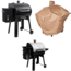 Camp Chef Smokepro Xt Pellet Grill, Black, with Tan Patio Cover, PCPG24L, and Blanket for 24in Pellet Grills, Grey, PG24BLKL