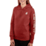 Carhartt Clarksburg Sleeve Logo Hooded Sweatshirt - Womens, Dark Barn Red Heather, Small, 102791-R07-REG-S