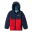 Columbia Powder Lite Boys Hooded Jacket - Boy's, Mountain Red, Collegiate Navy, Medium, 1802903613-M