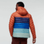 Cotopaxi Fuego Down Hooded Jacket Colorblock - Mens, Spice Stripes/Chestnut/Spice, Small, FDJC-F22-SPICS-M-S