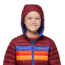 Cotopaxi Fuego Down Hooded Jacket - Kids, Burgundy Stripes, Small, KFDJ-F23-BURGS-Kids-S