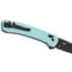 CRKT Q Compact Folding Knife, 3.05in, D2 Tool Steel Blade, Drop Point Blade, Aqua G10 Handle, 7075B