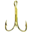 Eagle Claw 2x Double and Treble Hook,Curved Point,Regular Shank,Gold,A-Pack Hooks 376A-12