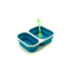 Eco Vessel Collapsible Silicone Double Compartment Lunchbox, Blue, SB2-B