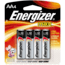 Energizer Max Alkaline AA Batteries 1.5 Volt, 4 Pack, E91BP-4
