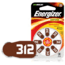 Energizer EZ Turn &amp; Lock Size 312 Hearing Aid Batteries, Pack of 8 AZ312DP-8