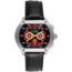 Equipe E719 Dash Mens Watch - Black Leather Strap, Silver Bezel, Black/Red Dial