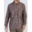 Air Strip Macro Plaid Long Sleeve Shirt - Mens -Coffee-Small