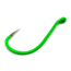 Gamakatsu Octopus Hook, Barbed, Needle Point Ringed Eye, Fluorescent Green, Size 8, 7 per Pack, 02606-LG