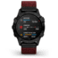 Garmin Fenix 6 Sapphire Multisport Fitness Watch, Black DLC w/Red Nylon Band, 010-02158-16