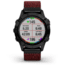 Garmin Fenix 6 Sapphire Multisport Fitness Watch, Black DLC w/Red Nylon Band, 010-02158-16