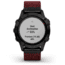 Garmin Fenix 6 Sapphire Multisport Fitness Watch, Black DLC w/Red Nylon Band, 010-02158-16