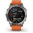 Garmin Fenix 6 Sapphire Multisport Fitness Watch, Ti Gray w/Orange Band, 010-02158-13