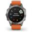 Garmin Fenix 6 Sapphire Multisport Fitness Watch, Ti Gray w/Orange Band, 010-02158-13