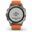 Garmin Fenix 6 Sapphire Multisport Fitness Watch, Ti Gray w/Orange Band, 010-02158-13