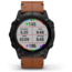 Garmin Fenix 6X Sapphire Multisport GPS Smartwatch, Black DLC w/Brown Leather Band, 010-02157-13