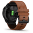 Garmin Fenix 6X Sapphire Multisport GPS Smartwatch, Black DLC w/Brown Leather Band, 010-02157-13