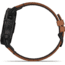 Garmin Fenix 6X Sapphire Multisport GPS Smartwatch, Black DLC w/Brown Leather Band, 010-02157-13