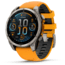 Garmin fenix 8 AMOLED 47mm GPS Watch, Sapphire, Titanium with Spark Orange/Graphite Silicone Band, 010-02904-10
