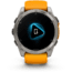 Garmin fenix 8 AMOLED 51mm GPS Watch, Sapphire, Titanium with Spark Orange/Graphite Silicone Band, 010-02905-10
