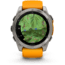 Garmin fenix 8 AMOLED 51mm GPS Watch, Sapphire, Titanium with Spark Orange/Graphite Silicone Band, 010-02905-10