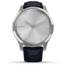 Garmin Vivomove 3 Luxe Hybrid Smartwatch w/Leather Band, Navy/Silver, 010-02241-00