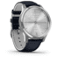 Garmin Vivomove 3 Luxe Hybrid Smartwatch w/Leather Band, Navy/Silver, 010-02241-00