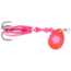 Hildebrandt Salmon Spinner w/squid, SZ 4, Met Cerise Flo Red Dot, Red Yamashite squid, 1340-CWR