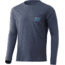 HUK Performance Fishing Bars L/S Pocket Tee - Men's, Sargasso Sea Heather, XL, H1000350-416-XL