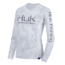 HUK Performance Fishing W Camo Icon LS Tops, Long Sleeve - Womens, Sub Zero, Large, H6120021-185-L