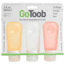 Humangear GoToob Silicone Tube, 2 oz, Pack of 3, Clear/Orange/Red HG0185