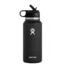 Hydro Flask Wide Mouth Bottle with Straw Lid, Black, 32 oz., W32BSW001