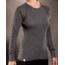 Ibex Woolies Striped Crew 150 - Women's-Black/Medium Heather Grey-Small