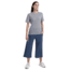Icebreaker Merino Linen SS Tee Stripe - Womens, Snow/Midnight Navy/S, Small, IB0A56ZYA78S
