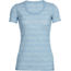 Icebreaker Tech Lite Short Sleeve Scoop Shirt - Women's-Stripe Mist Blue Heather/Snow-Small