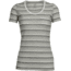 Icebreaker Tech Lite Short Sleeve Scoop Shirt - Women's-Stripe Snow/Black-Small