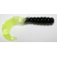 Kalin's Fishing Kalin Triple Threat Grub, 3, 2in, Black Neon/Chartreuse Glow Tail 10/Pack, 2TG10-851