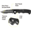 Kilimanjaro Gear Annex Folding Knife,3.5in, Black G10 Handle, Black ComboEdge Blade KJ910030