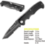 Kilimanjaro Gear Annex Folding Knife,3.5in, Black G10 Handle, Black Tanto ComboEdge Blade KJ910031