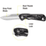 Kilimanjaro Gear Caula Folding Knife,3.4in, Black Skeletonized G10 Handle,Plain Blade KJ910023