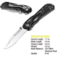 Kilimanjaro Gear Caula Folding Knife,3.4in, Black Skeletonized G10 Handle,Plain Blade KJ910023