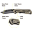 Kilimanjaro Gear Caula Folding Knife,3.4in,Tan Skeletonized G10 Handle, Black Plain Blade KJ910022